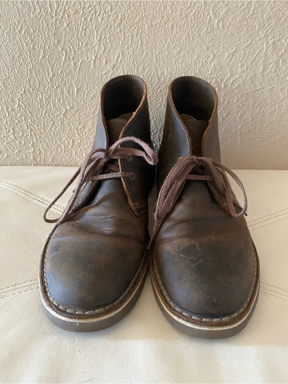 Clarks Brown Leather Chukka Boots Lace-up Cabincore Size 9.5